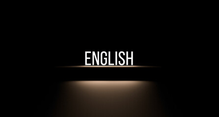 English, word glowing neon text, lettering. English,concept,wallpaper.3D render