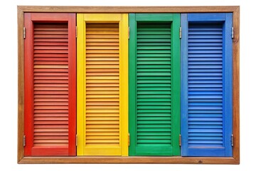 Fototapeta premium Rustic Wooden Window Shutters - Vintage Exterior Detail