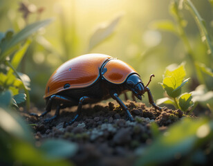 Naklejka premium Strength and Resilience: The Mighty and Colorful Beetle