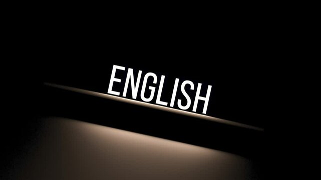 English, word glowing neon text, lettering. English,concept,animation.3D render