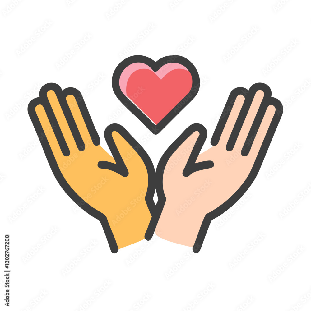 Poster hands reaching out in a caring gesture surrounding a heart symbol representing compassion and suppor