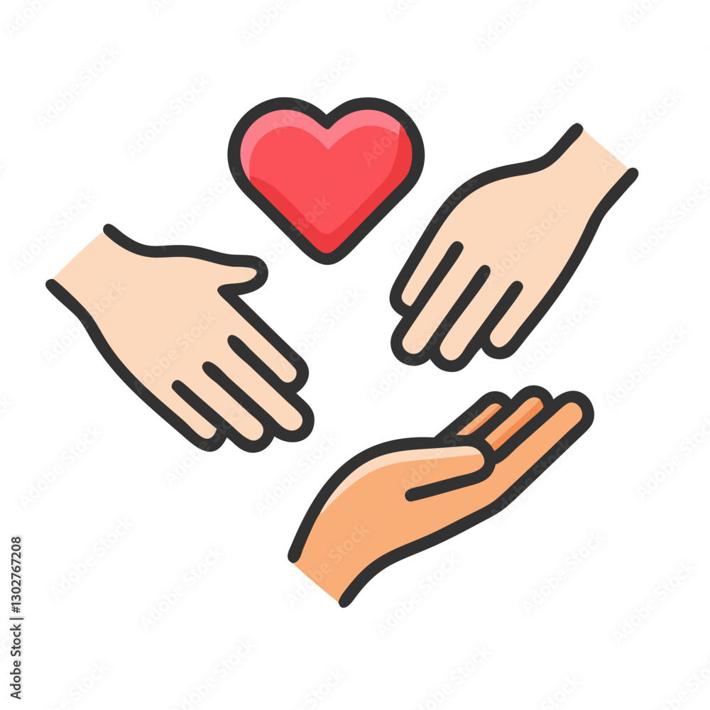 Poster caring hands icon symbolizing support and compassion for others in need through visual representatio