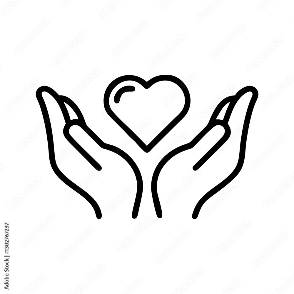 Poster caring hands holding a heart symbol representing compassion and support for others in a vector desig