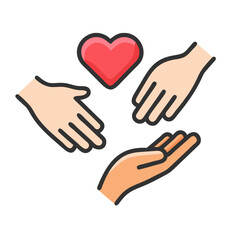 Obraz premium Caring hands icon symbolizing support and compassion for others in need through visual representation