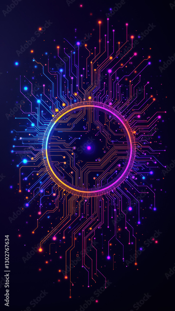 Poster a colorful abstract digital art illustration representing ci/cd, docker, kubernetes, devops with a g