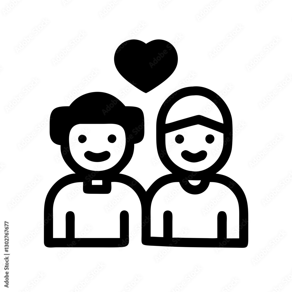Poster happy couple icon representing love and connection in a modern vector design suitable for various di