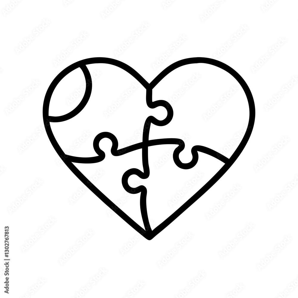 Poster heart-shaped puzzle icon representing love, connection, and unity in vector design perfect for digit