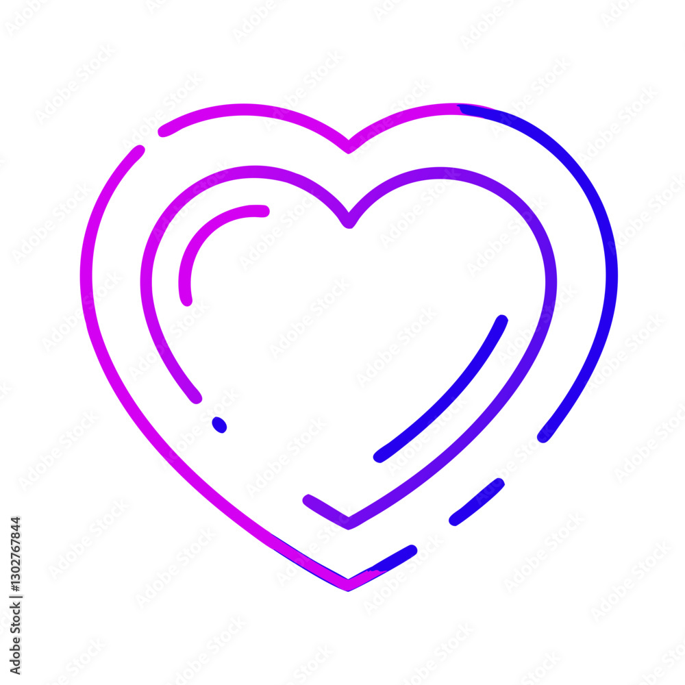 Aufkleber heart shape vector icon featuring a modern design with purple and blue outlines for use in digital a