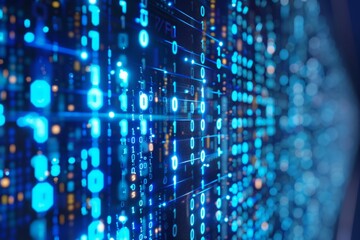 Display of binary numbers on monitor. visualizing complex computations or algorithms in action. Neural network ai generated