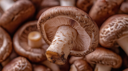 Fototapeta premium A stunning close-up of fresh shiitake mushrooms