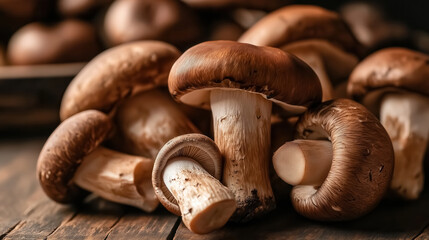 A stunning close-up of fresh shiitake mushrooms