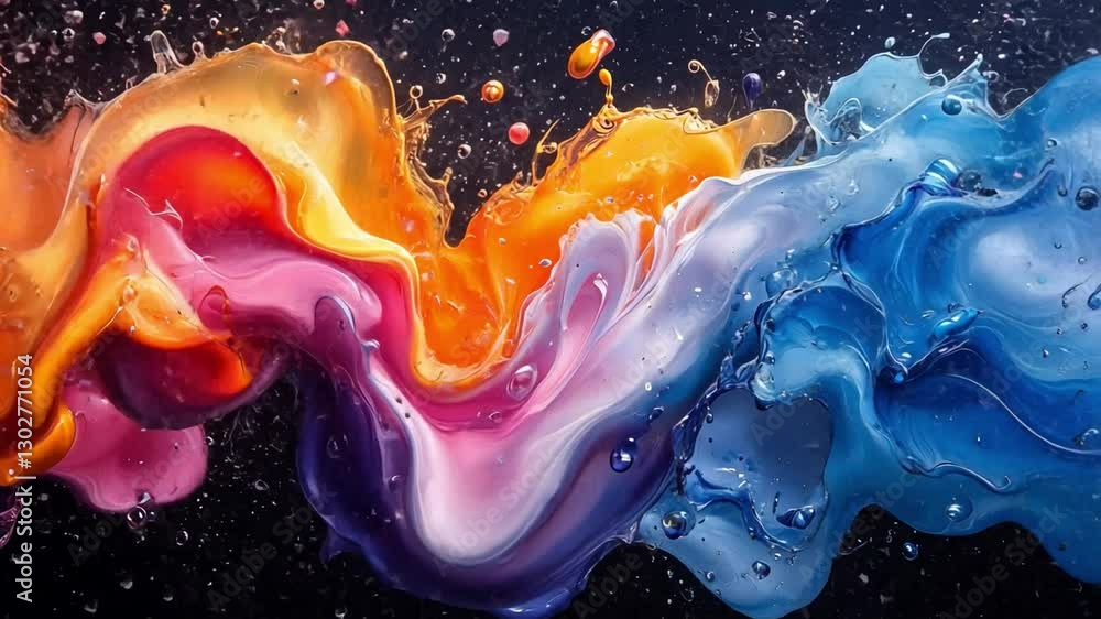 Poster explosion of colors: dynamic flow of vibrant colors in an abstract and expressive composition, a spl