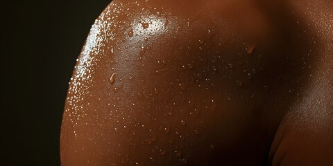 Fototapeta premium Close-Up of Glistening Skin with Water Drops on Smooth Shoulder