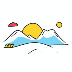 Great Smoky Mountains illustration in an doodle inca cartoon style. Simple minimalist drawing of Great Smoky Mountains