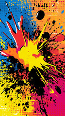 Colorful paint splashes in pop art style