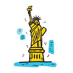 Statue of Liberty illustration in an doodle inca cartoon style. Simple minimalist drawing of Statue of Liberty