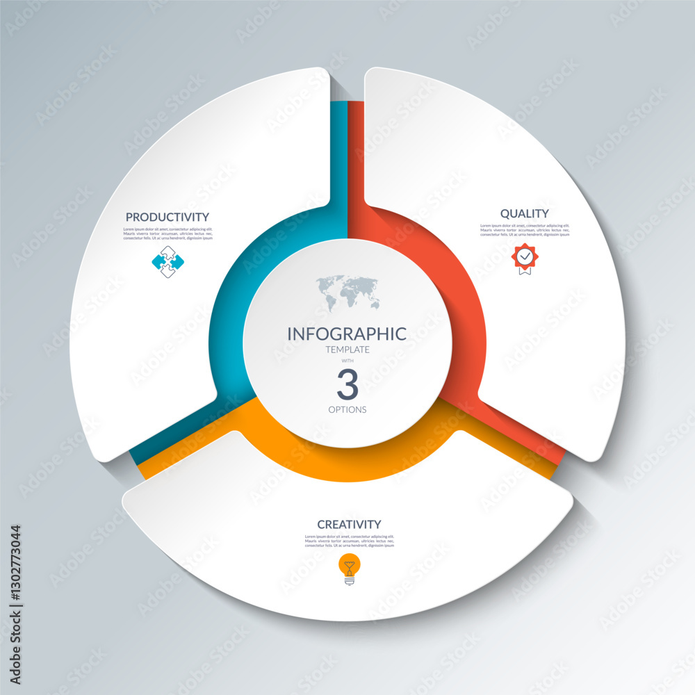 Wall mural infographic circular diagram with 3 options. round chart that can be used for business presentations