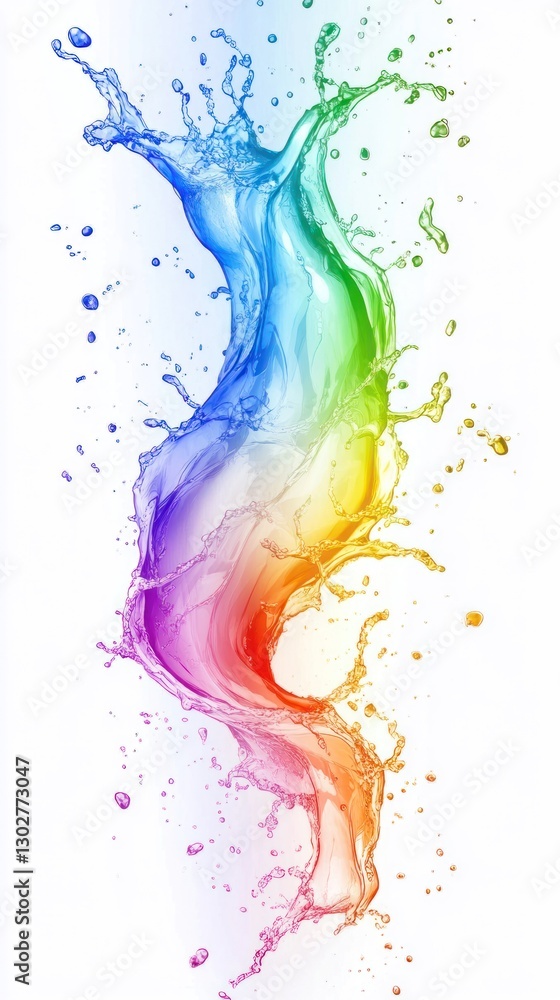 Poster dynamic rainbow water splash creating an alluring swirling motion