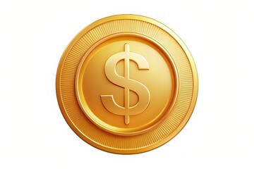 Gold coin Dollar US currency money icon a sign or symbol of business and financial exchange on a white background