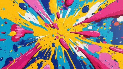 Colorful paint splashes in pop art style