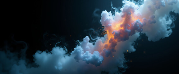 Desktop Wallpaper. Colorful Abstract Cloud in Dark Background
