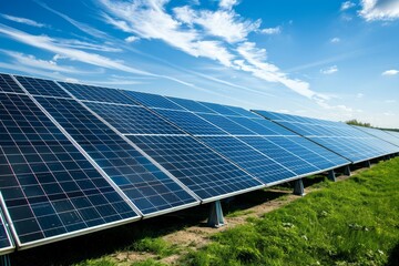 Solar panels harnessing clean energy from sun. Neural network AI generated