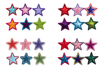 Obraz premium Colorful Star-Shaped Patches in Two Rows Arrangement