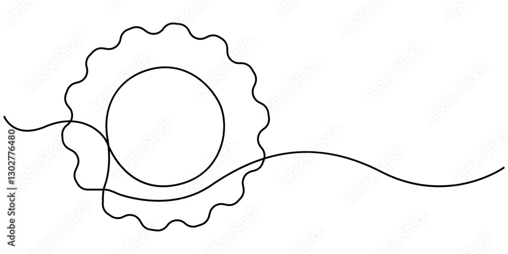 Poster continuous one line drawing of setting icon , interlocking gears minimalist vector illustration for 