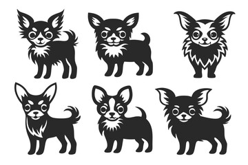 set of Chihuahua Silhouette vector illustration