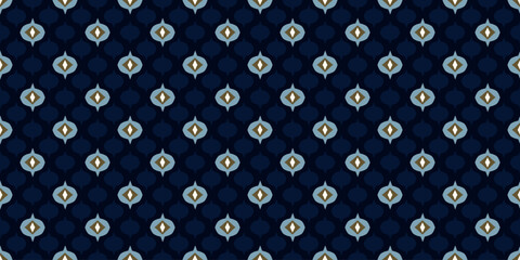 Simple geometric pattern abstract paisley shape motif classic blue minimal background. Repeat tiny small element modern fabric design textile swatch ladies dress, man scarf, shirt all over print block