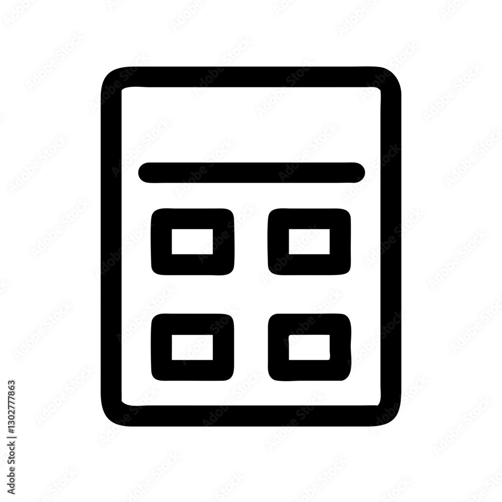 Poster vector icon representing a simple calculator design, suitable for educational materials, apps, and d
