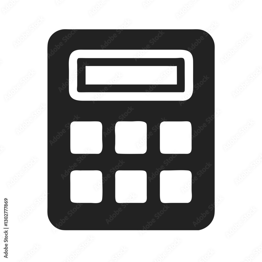 Poster calculator icon in a minimalist style featuring a simple grid layout for buttons, perfect for educat