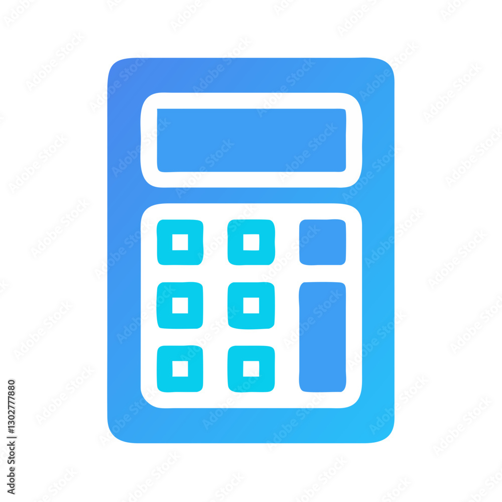 Poster vector icon depicting a calculator with a blue gradient background and a simple design suitable for 