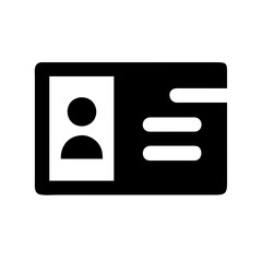 Clean vector icon representing a business card featuring a person&rsquo;s silhouette and information layout for professional use