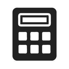 Calculator icon in a minimalist style featuring a simple grid layout for buttons, perfect for educational and financial applications in modern design