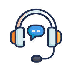 Call center headset icon representing communication and customer service activities in a modern business environment