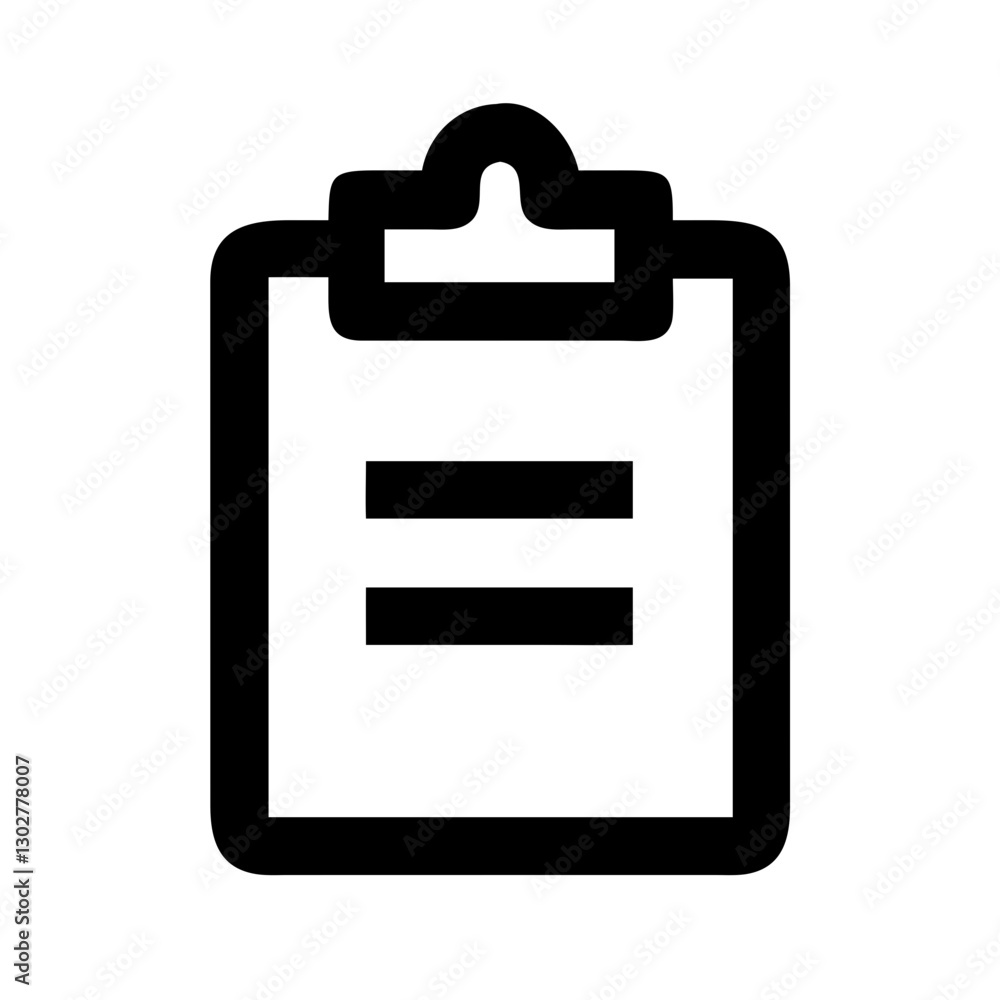 Poster simple vector icon of a clipboard with horizontal lines representing a checklist or notes for organi
