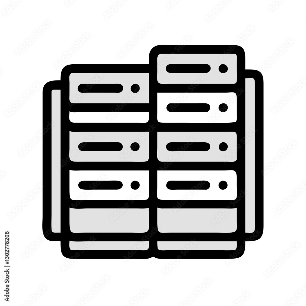 Aufkleber stacked server icons showcasing organized technology setup for effective data management and infrast