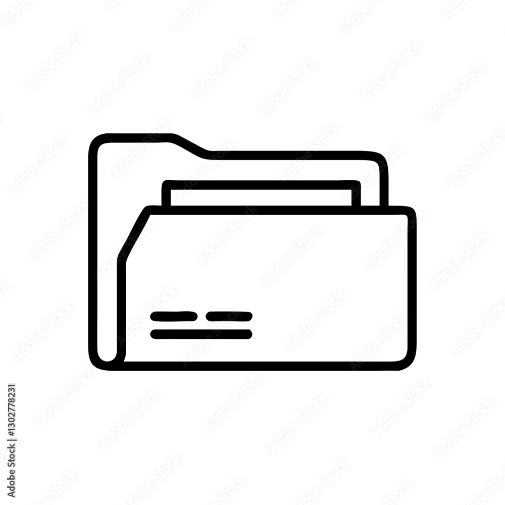 Poster icon depicting a file folder with a document inside, symbolizing organization and data management fo