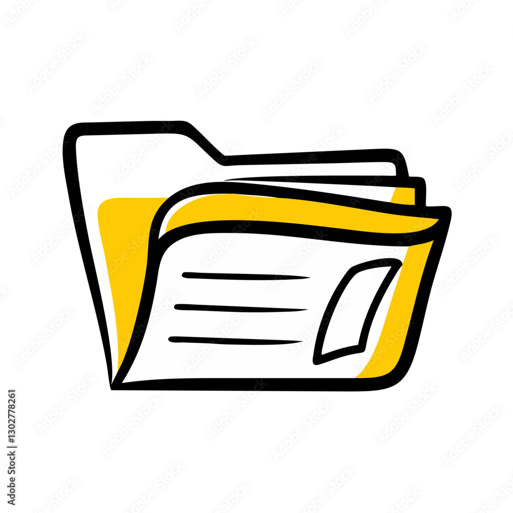 Poster vector icon of a folder with documents representing organization and file management in digital plat