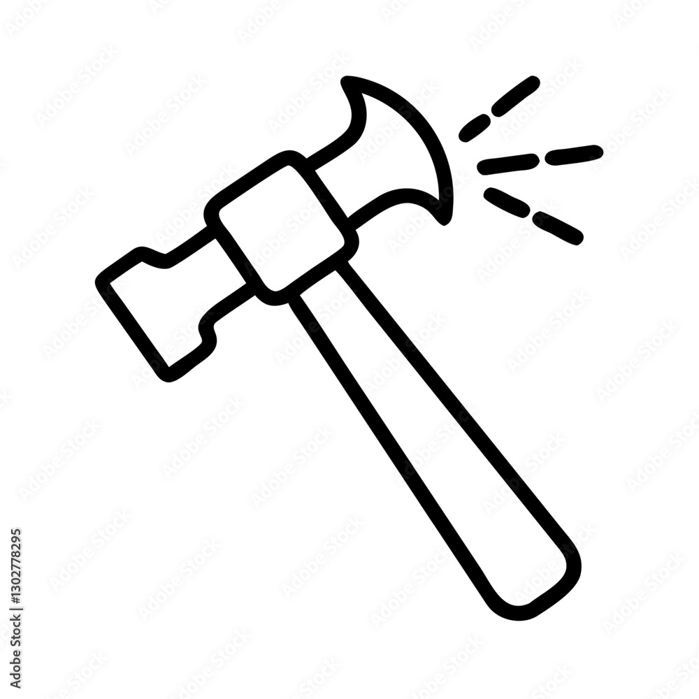 Poster simple vector icon of a hammer highlighting construction and repair tools in a minimalist design sui