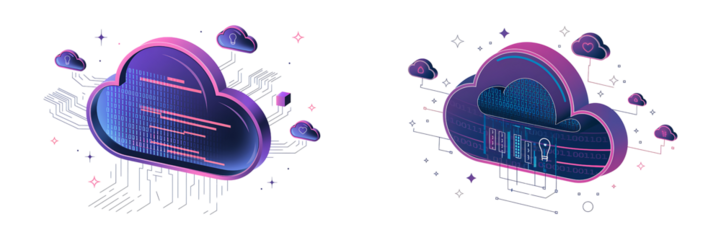 Digital Cloud Concept with Binary Code and Icons