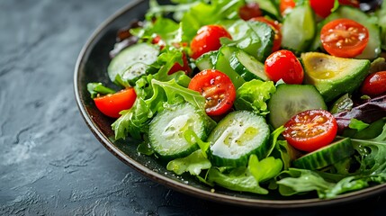 Fresh and Vibrant Mixed Salad with Tomatoes and Cucumbers