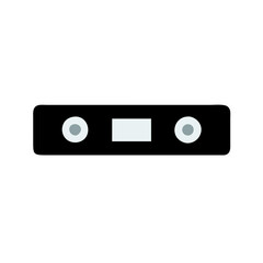 Obraz premium Simple black and white vector icon of a cassette tape representing vintage audio technology and nostalgia in digital design