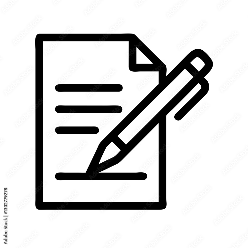 Poster pen writing on paper, a simple illustration emphasizing the art of note-taking and written communica