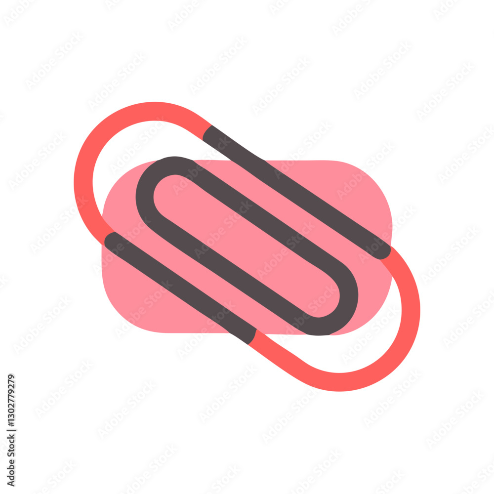 Poster modern vector icon representing a creative paperclip design featuring simple lines and vibrant color
