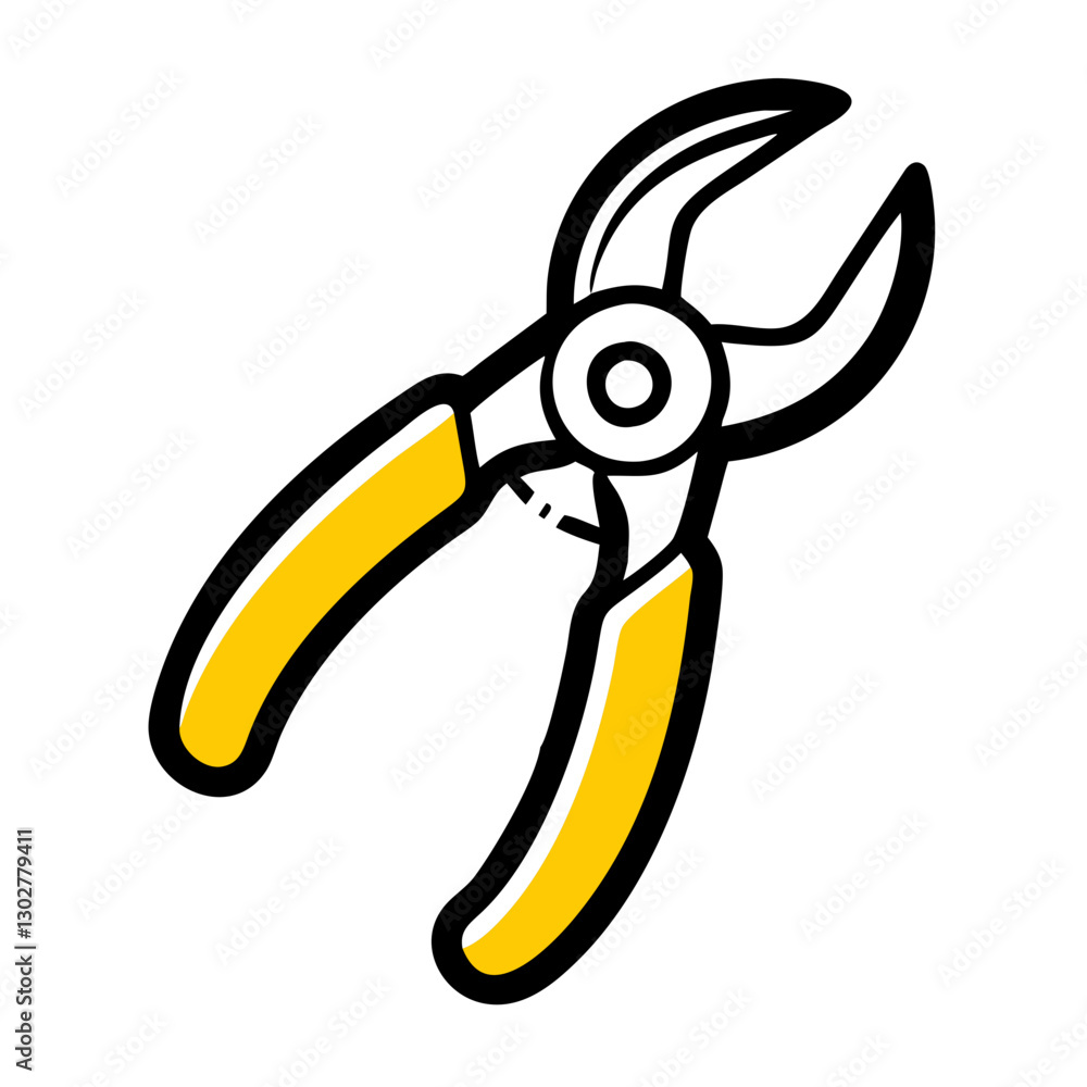 Poster pliers icon with yellow handles designed for various tasks in a workspace setting