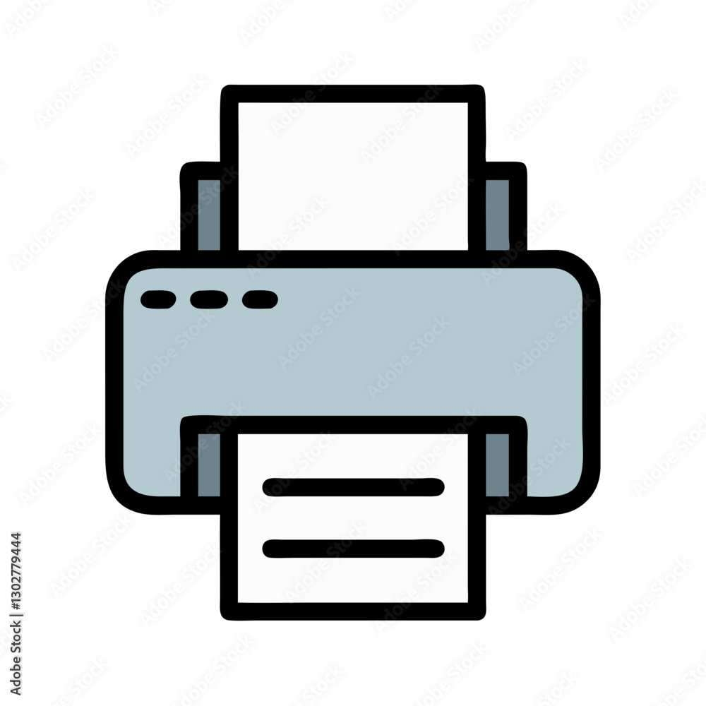 Poster printer icon with paper being printed depicting digital to physical document transfer in a modern wo