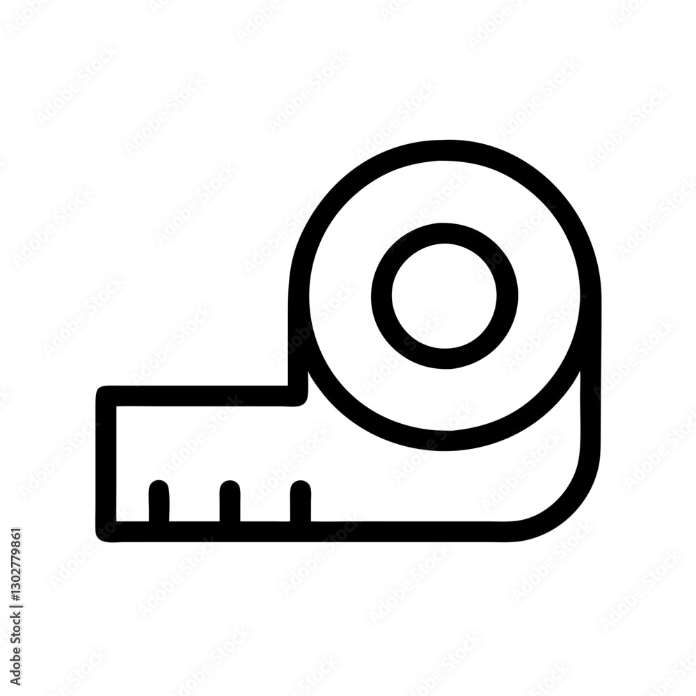 Poster tape measure icon for construction and measurement activities in various projects and tasks