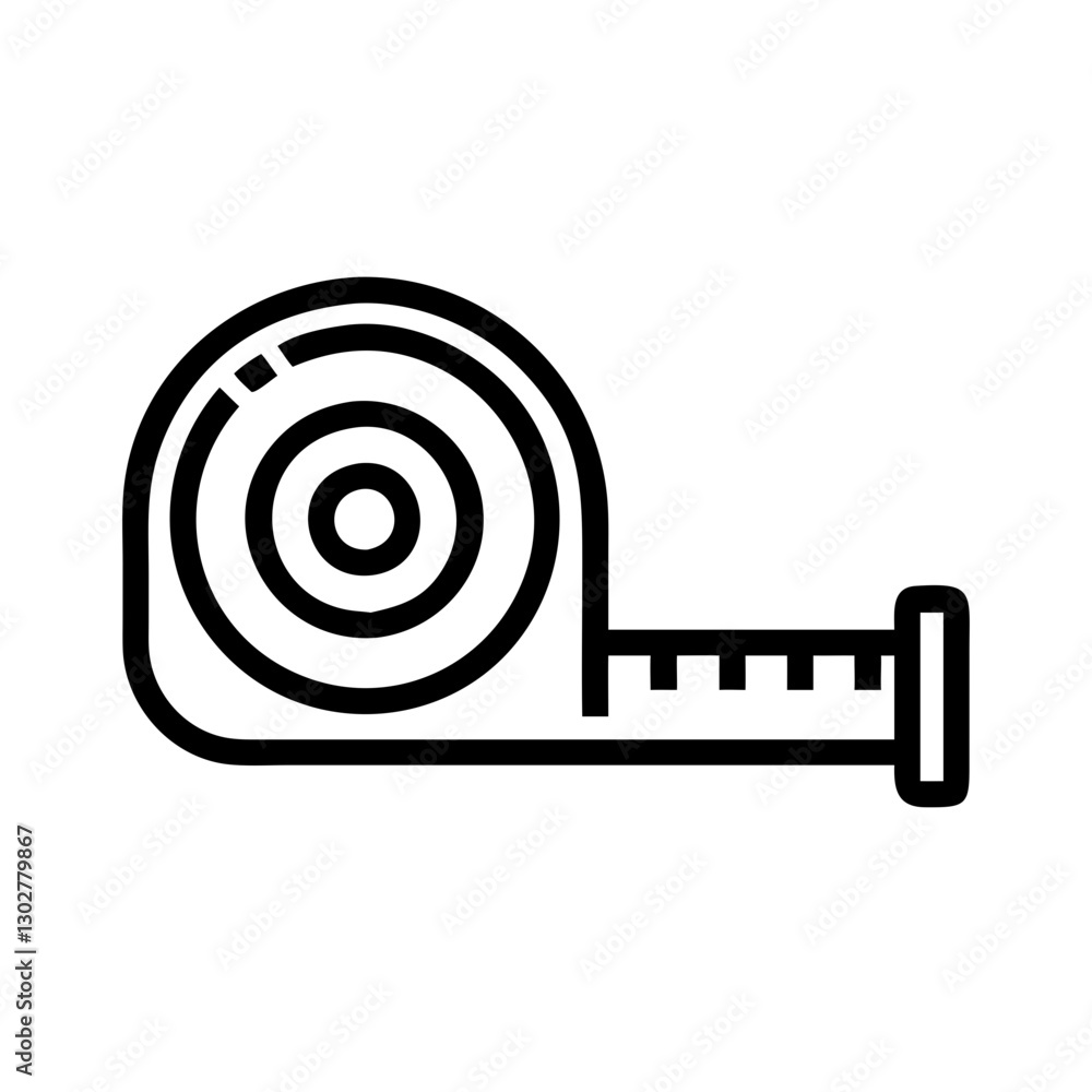 Poster measurement tool icon showcasing a tape measure designed in a simple vector style suitable for vario